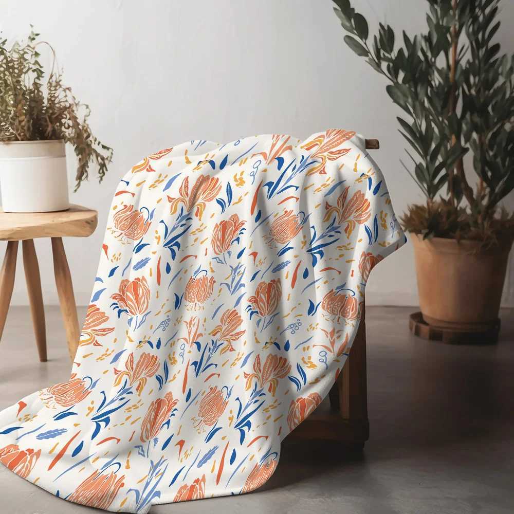 Soft Fleece Blanket Cute Floral Print Bedding Throw Blanket for Sofa Couch Decorative Throw Blanket Gift H251216 - view 4