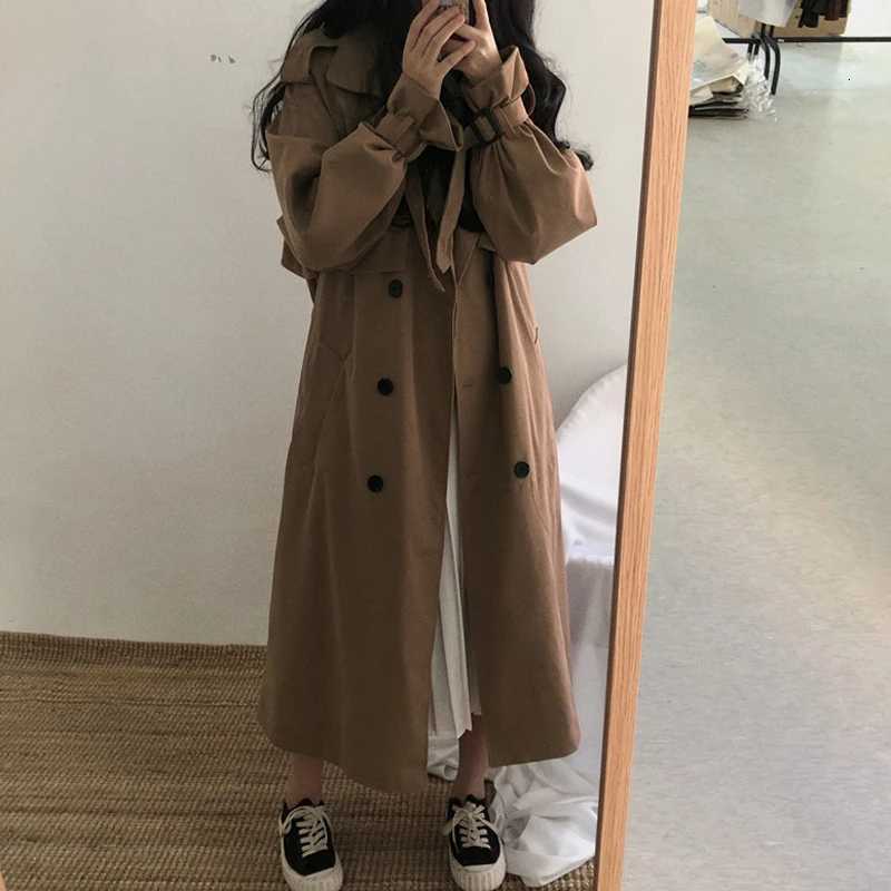 Chic Women Trench Coat Casual Womens Long Outerwear Loose Overcoat Autumn Winter Fashion Double-breasted Windbreaker FemmeT251216