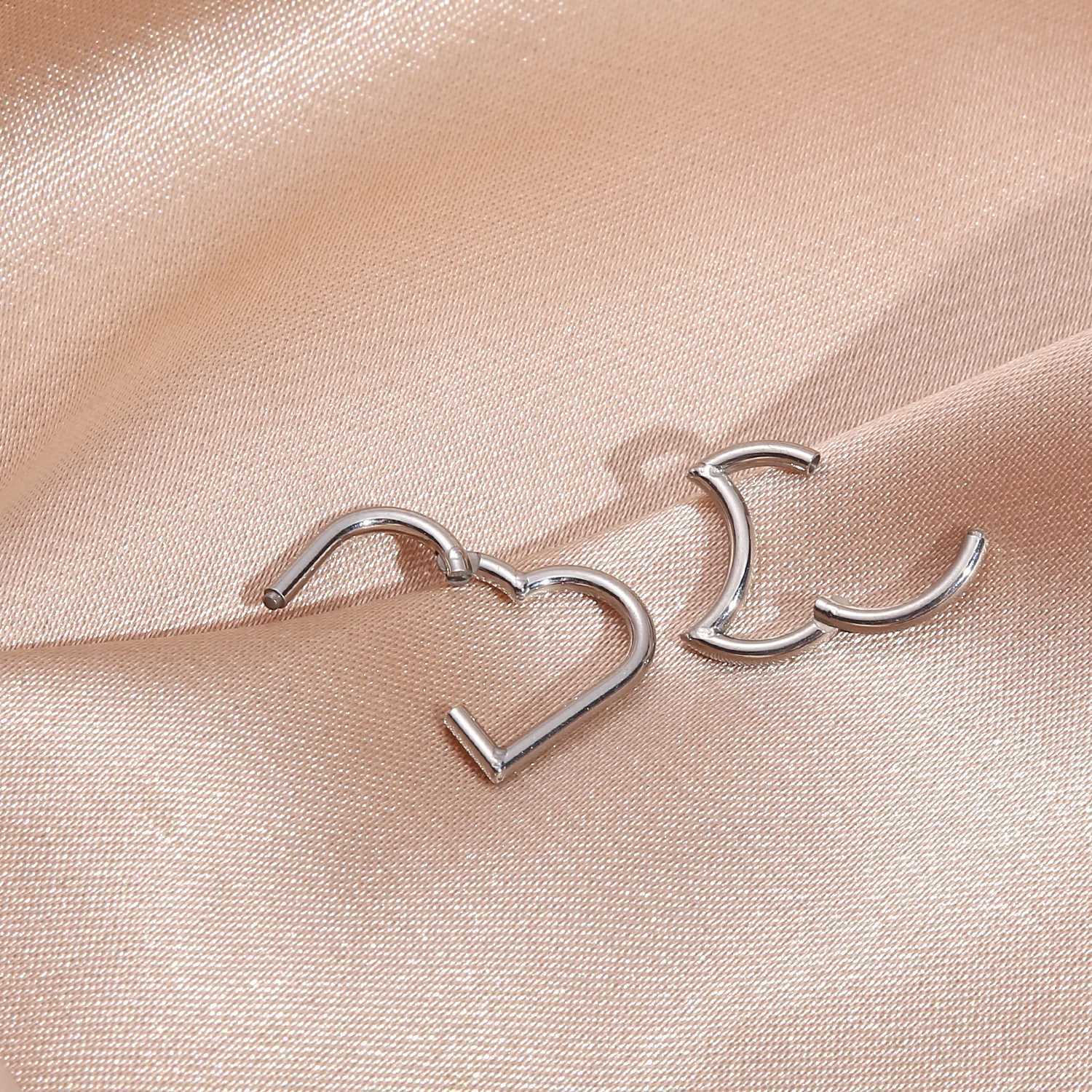 Heart Daith Piercing Jewelry Hypoallergenic Stainless Steel Clicker Hoop Rook Cartilage Helix Earrings Nose Ring 16G G251216