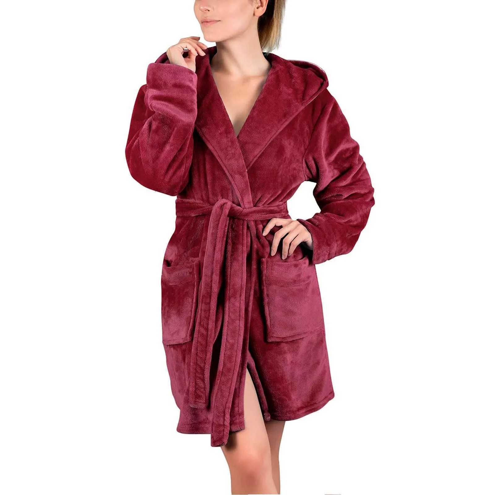 Luxurious WomenS Fashion Hooded Bathrobe Winter Plush Pajamas For Home Solid Colour Warm Sleepwear Cozy Loungewear Pajamas C251216