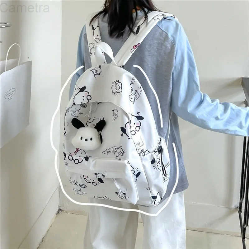 Sanrio Kawaii Pochacco Girlss Schoolbag Junior High School Student Soft Girl Backpack Female High School Student Large Capacity Bag H251216