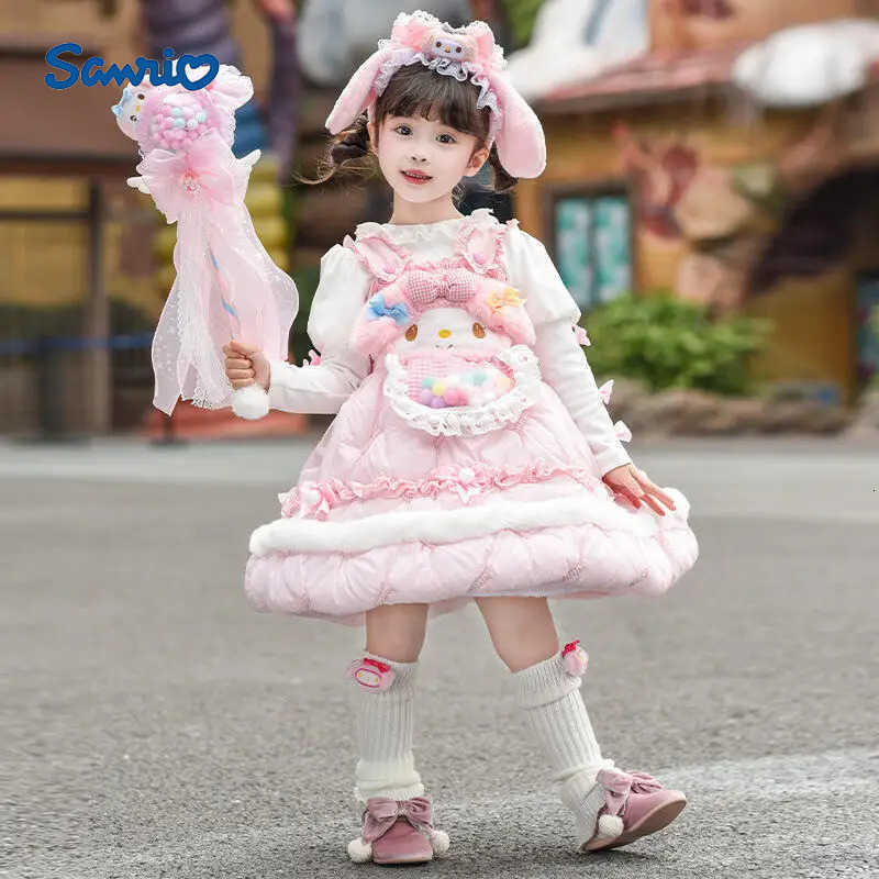 Sanrio Girl Melody Lolita Princess Skirt Winter 2025 New Childrens Kawaii Cartoon Flower Bud Skirt Birthday Dress Skirt Cotton Jacket H251216