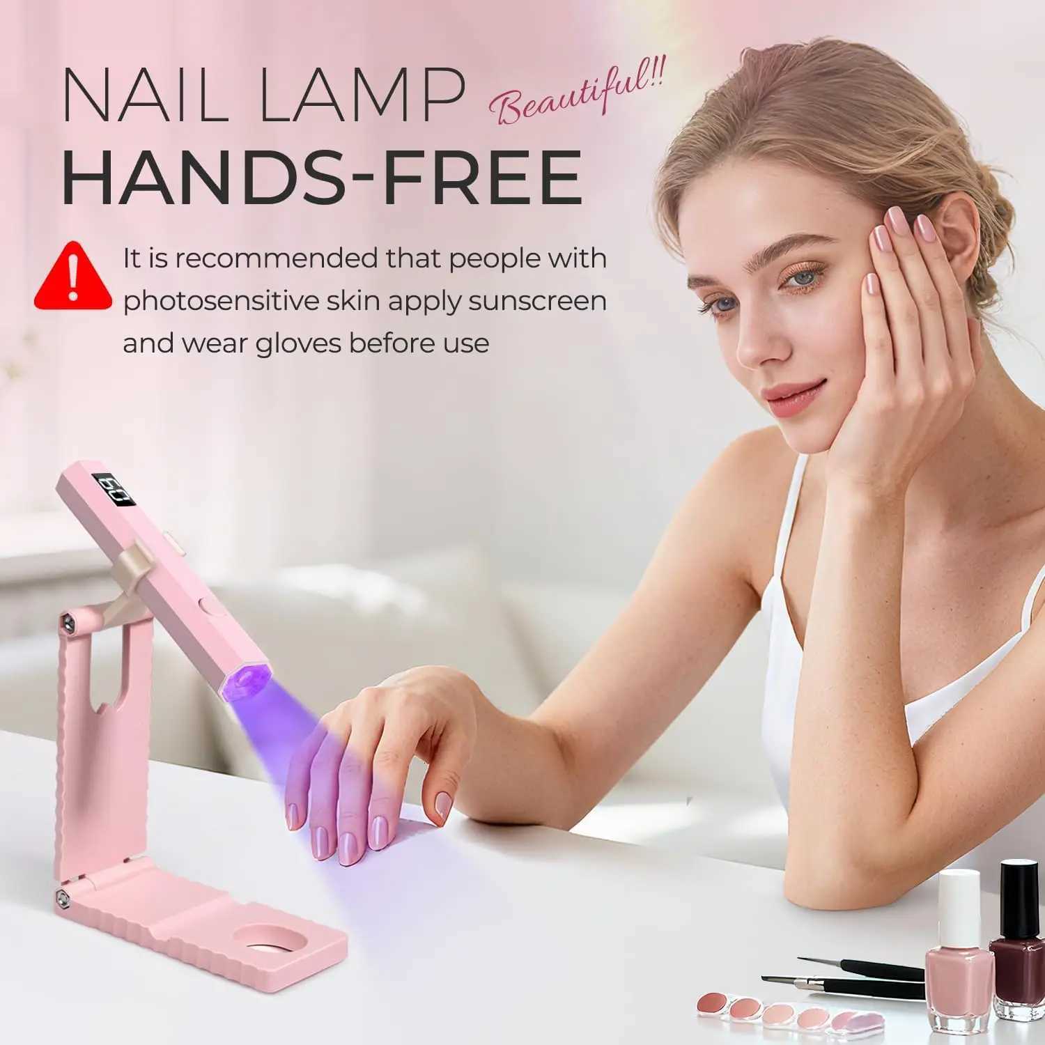 Cordless UV/LED Nail Lamp Set Handheld Light with Stand LCD Display Rechargeable USB Gel Nail Dryer for Quick CuringT251216