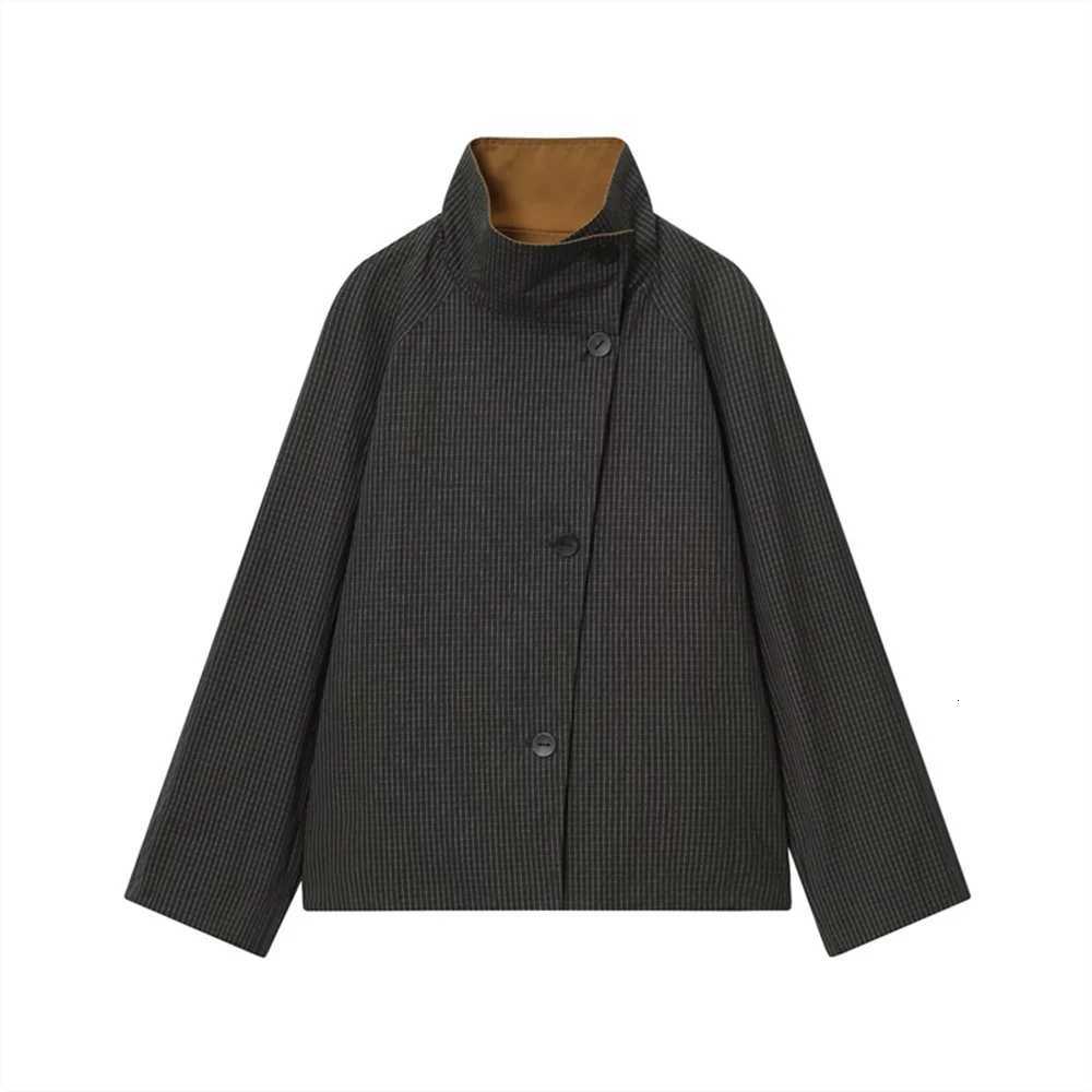 s new womens clothing is fashionable casual loose fit high neck design double-sided windbreaker jacketT251216