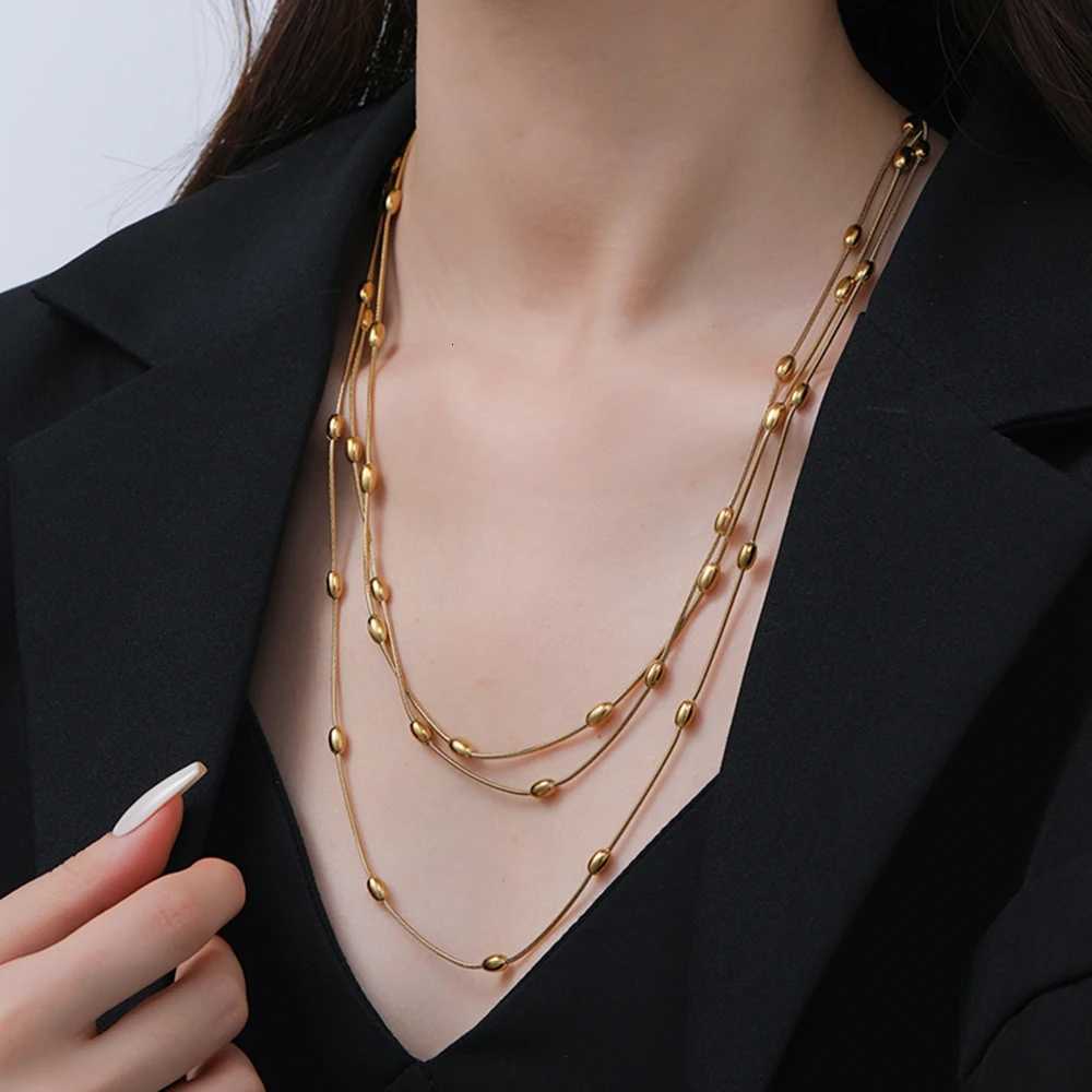 Hot Sale Womens Stainless Steel Gold Plated Layered Necklace Fashion Jewelry For Gift M251216