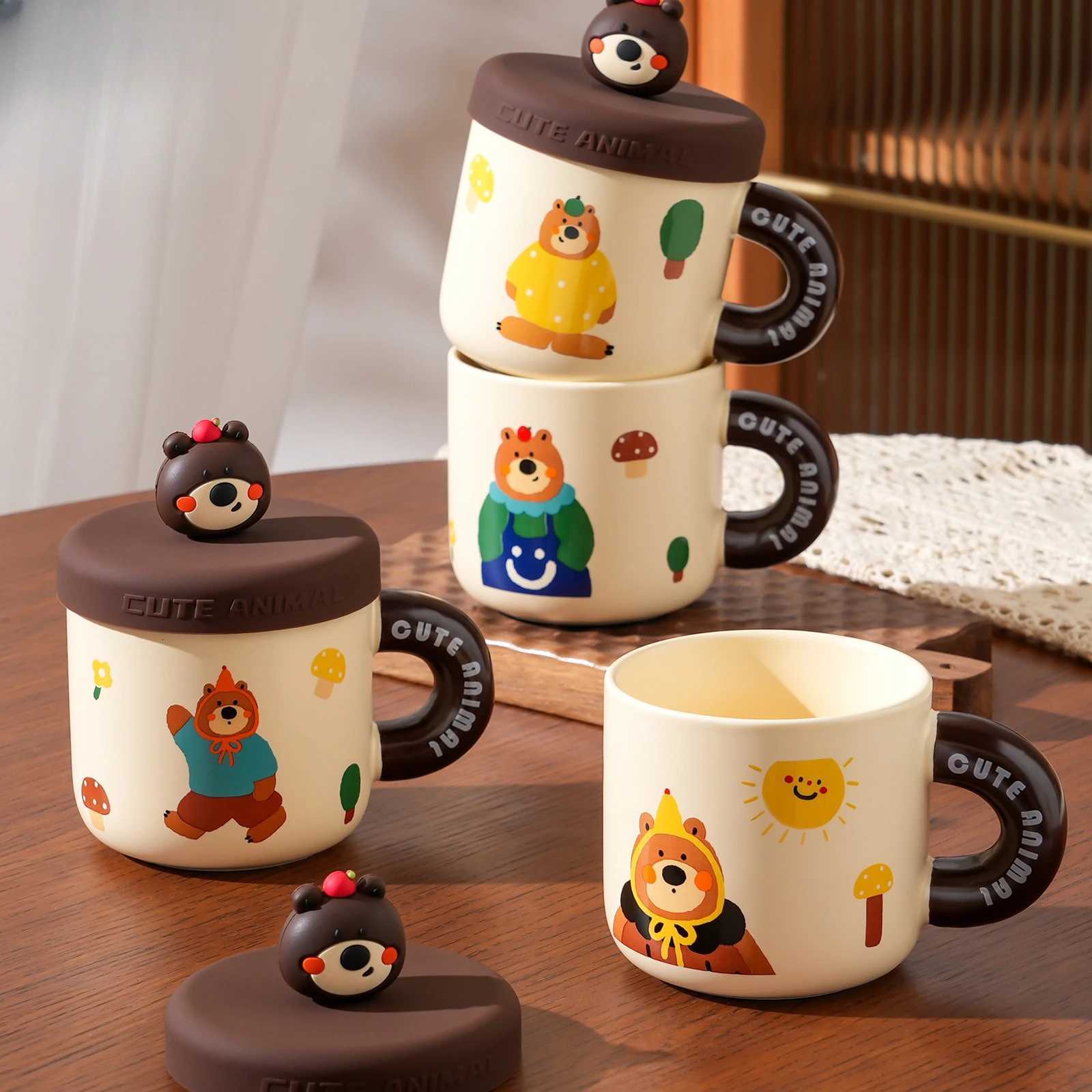Cute Bear g Gift for Wen Happy Ceramic Coffee Cup for Off He Use Cute Present for Her Birthday Christmas Happy Decor H251215