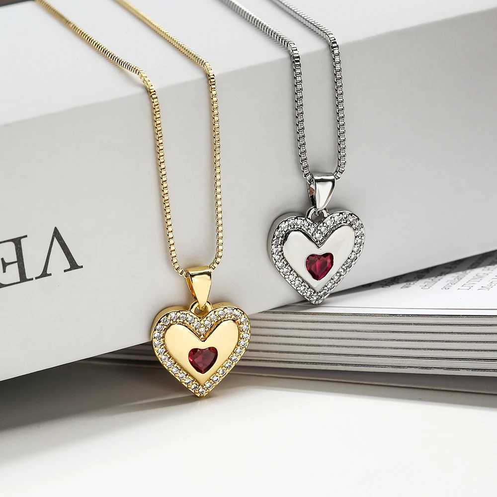 Light Luxury Heart Shaped Pendant Necklaces For Women GirlsHigh Quality Cubic Zirconia AccessoriesParty Wedding Jewelry M251216