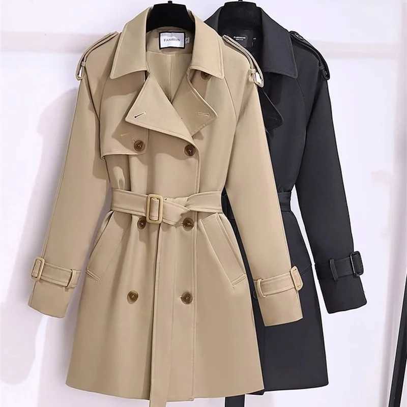 Womens Trench Coat Medium-length Windcheater Double-breasted Sashes Topcoat Streetwear Lady Outerwear Casual Tops Spring AutumnT251216