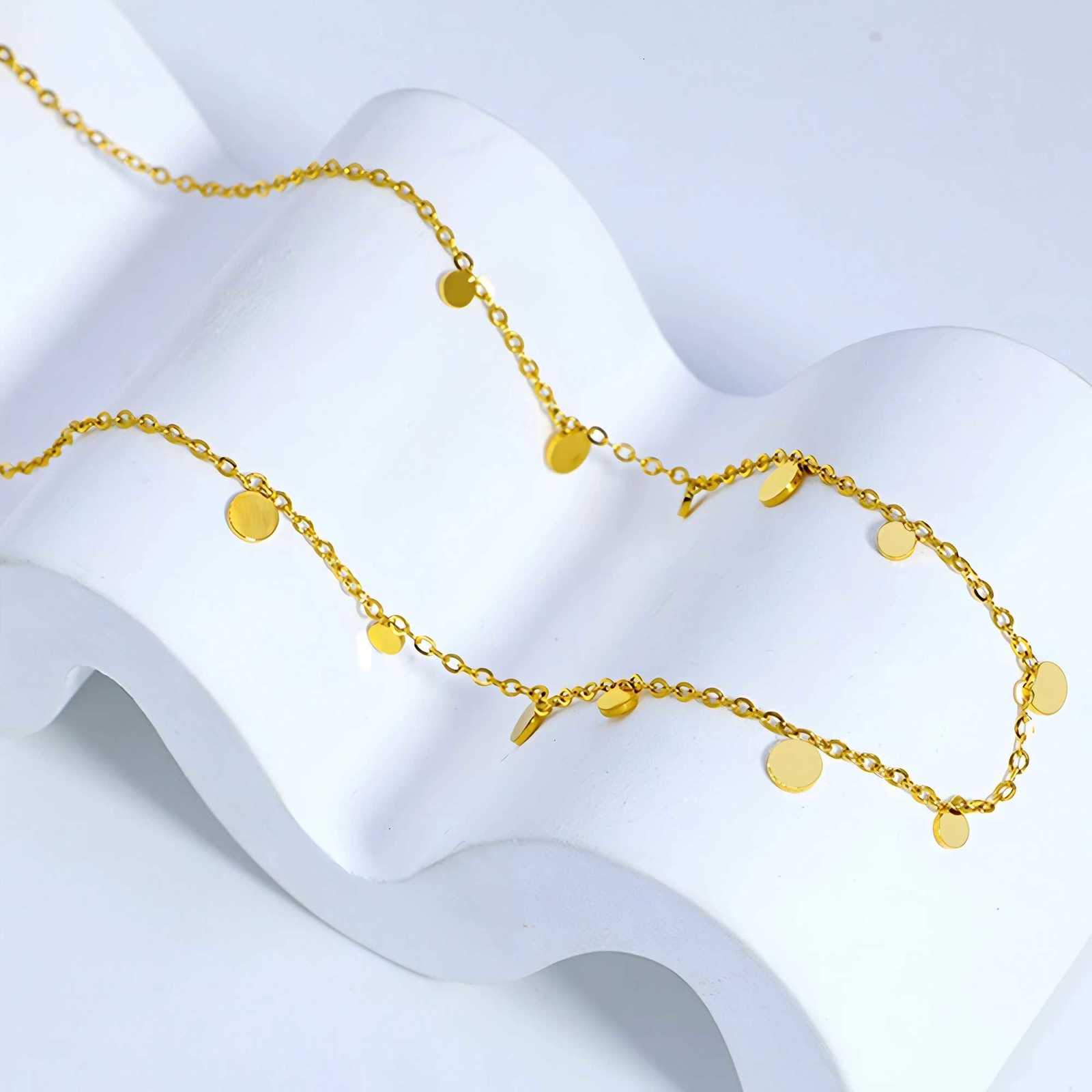 Delicate Jewelry Round Bead Discs Choker Necklace for Women Party Clavicle Chain Necklace Gifts M251216