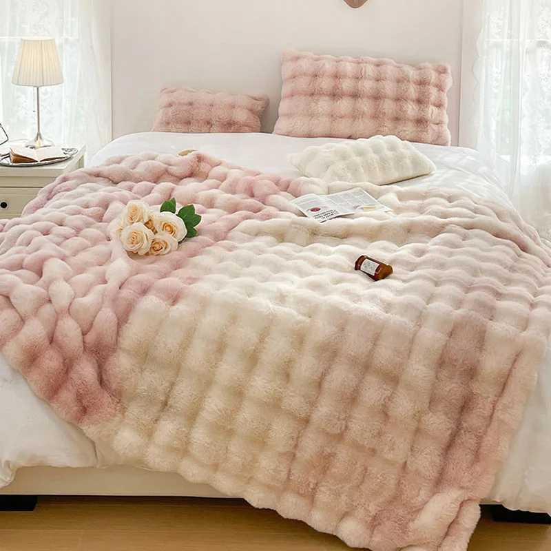 Luxury Thickened Rabbit Fur Plush Blanket High End Ultra Soft Cozy Office Nap Blanket Autumn Winter Sofa Cover for Living Room H251216 - view 3
