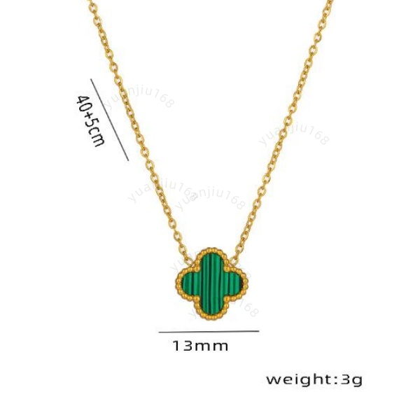 Lucky Necklace for Girls, double-sided 13MM four-leaf clover necklace, titanium steel 18K gold simple pendant collarbone chain