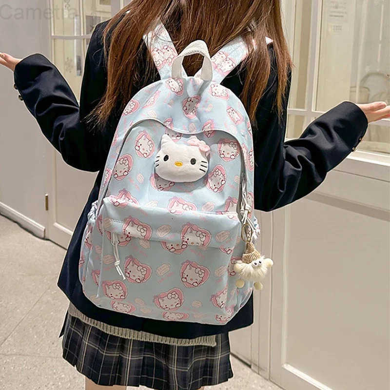 Sanrio Hello Kittys Backpack Sanrios New Cartoon Cute Leisure Large Capacity Student Bags for Woman Anime Figure Kawaii Cartoon H251216