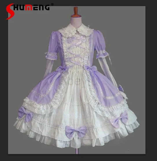 Sanrio Girls Gothic Palace Sweet Lolita Dress Womens Vintage Lace Bowknot Peter Pan Collar Victorian Dress Loli Cosplay Lolita Op H251216