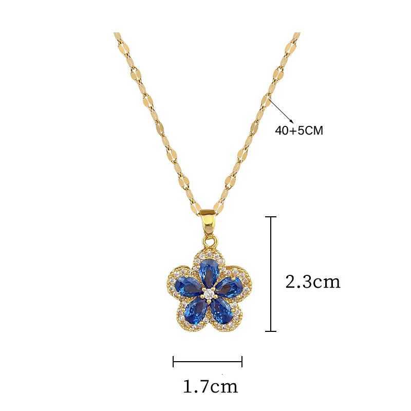 DIEYURO 316L Stainless Steel Lovely Blue Pink Flowers Pendant Necklace Earrings For Women Girl Trendy Jewelry Set Gift Party M251216