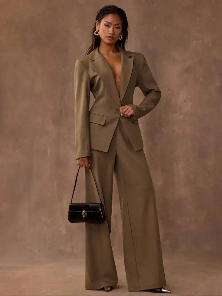 Womens TwoPiece Business Suit Set Long Sleeve Blazer Pants Professional Office Wear Elegant Clothing 251211
