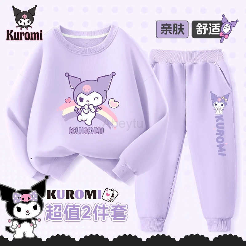 Sanrio Baby Girl Clothes Set Autumn Kid Kunomi Printed Sweatshirts Pullover Top and Pants 2pcs Suit Children Fashion Tracksuits Outfits H251216