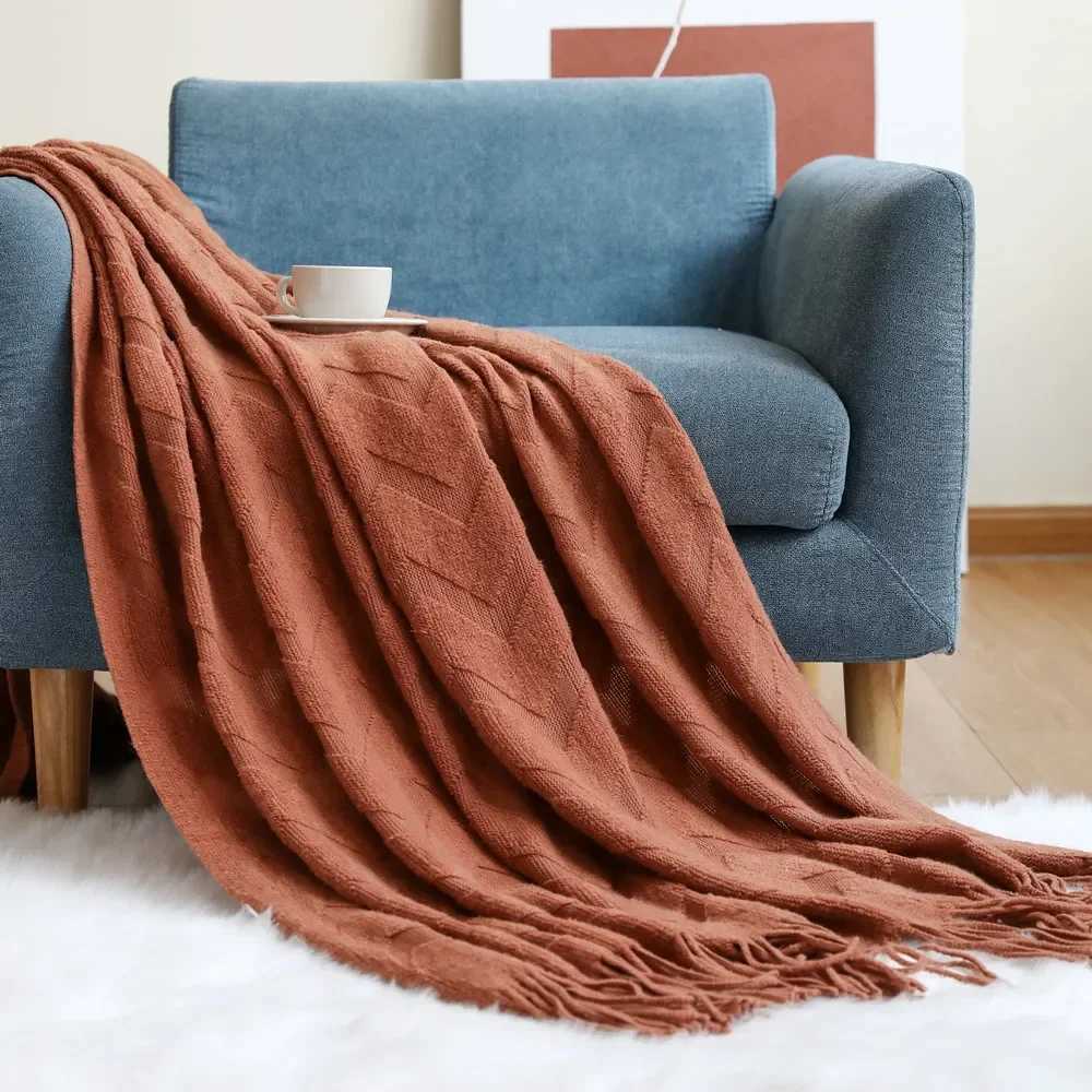 Throw Blanket for Couch Cream White Versatile Knit Woven Chenille Blanket for Chair Super Soft Warm Decorative Blanket H251216 - view 5