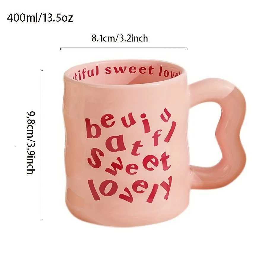 Ceramic English Alphabet g with Irregar Handle Coffee Cup Cute Couple Drinkware Coffee Milk g Creative Festival Gifts H251215