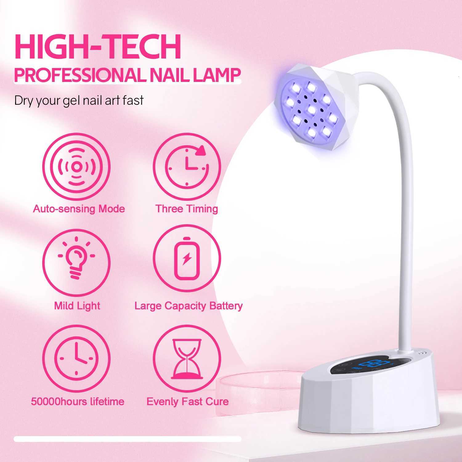 DinaBeauty Rechargeable Nail UV LED Lamp 27W Nail Dryer 360 Bendable Fast Drying Nail Manicure Polish Glue Gel Curing LampT251216