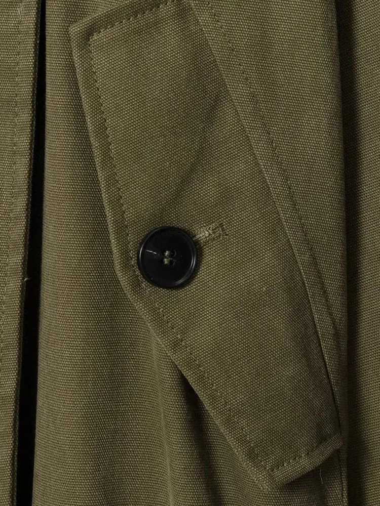 Womens 2025 Autumn New Trench Coat Style Army Green Long Sleeve Cotton Belt Decorative Trench Coat Casual Versatile jacketT251216