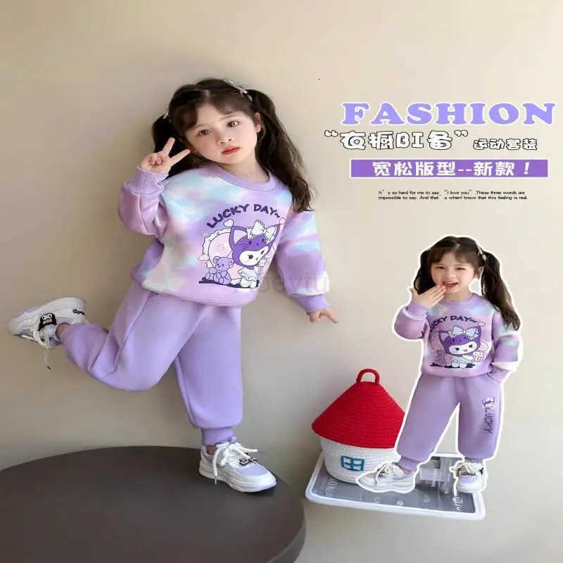 Sanrio Hello Kitty Two-Piece Set Kids Kawaii Y2K Anime Childrens Clothing Kuromi Casual Girls Autumn Baby Spring Girls Winter H251216