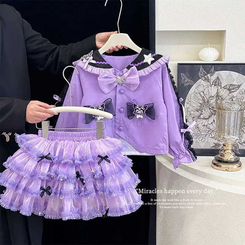 Sanrio Kawaii Kuromi Children Lovely Cartoon Comfortable Jacket Students Princess Dress Suit Hoodie Christmas Gifts for Kids H251216