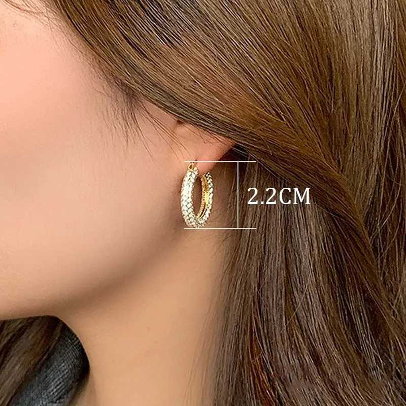 Stainless Steel Gold Color Large Round Hoop Earrings for Women Exquisite Shiny Zircon Circle Huggie Chunky Earring Jewelry Gifts G251216