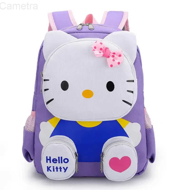 Sanrio Hello Kitty Backpack Kawaii Stylish School Bag Womens Colorblock Rucksack Large Capacity Foldable Outdoors Daypack H251216