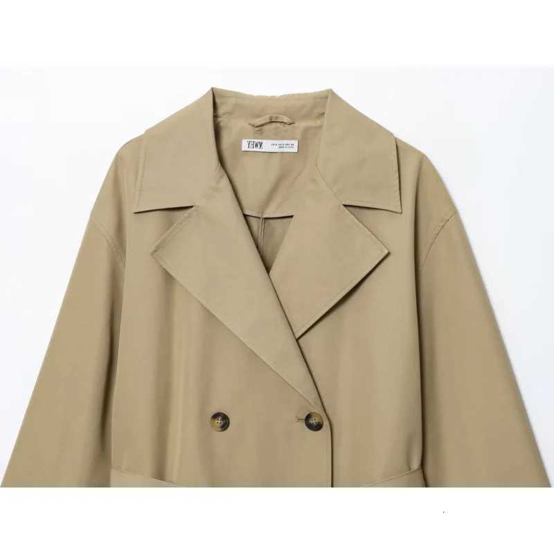 Womne Long Trench Coat With Belt Double Breasted Long Sleeve Lapel Collar Womens Windbreaker Female OuterwearsT251216