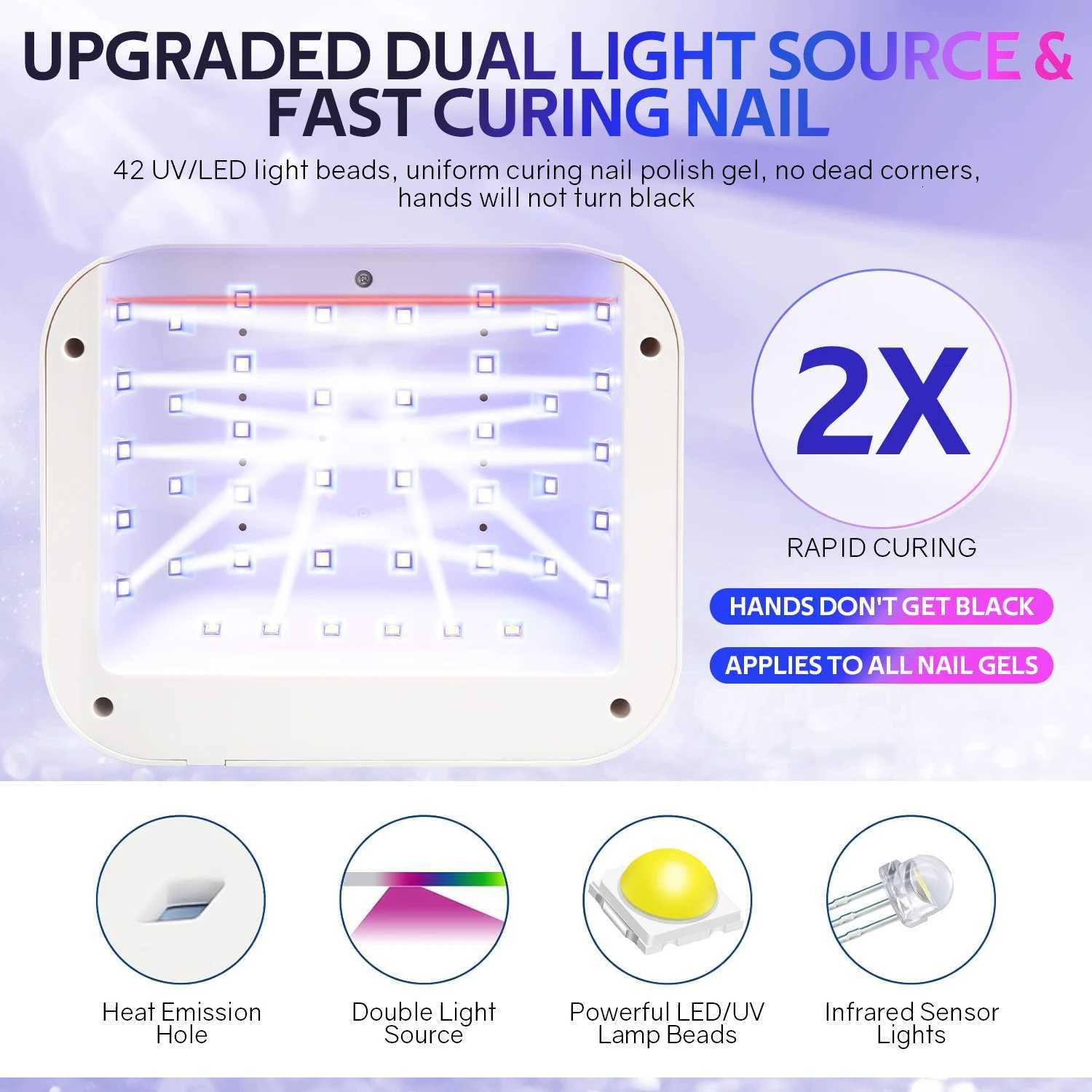 42LEDS Rechargeable Nail Lamp Professional UV LED Lamp With Diamonds 168W Gel Polish Drying Lamp For Nails Manicure ToolsT251216