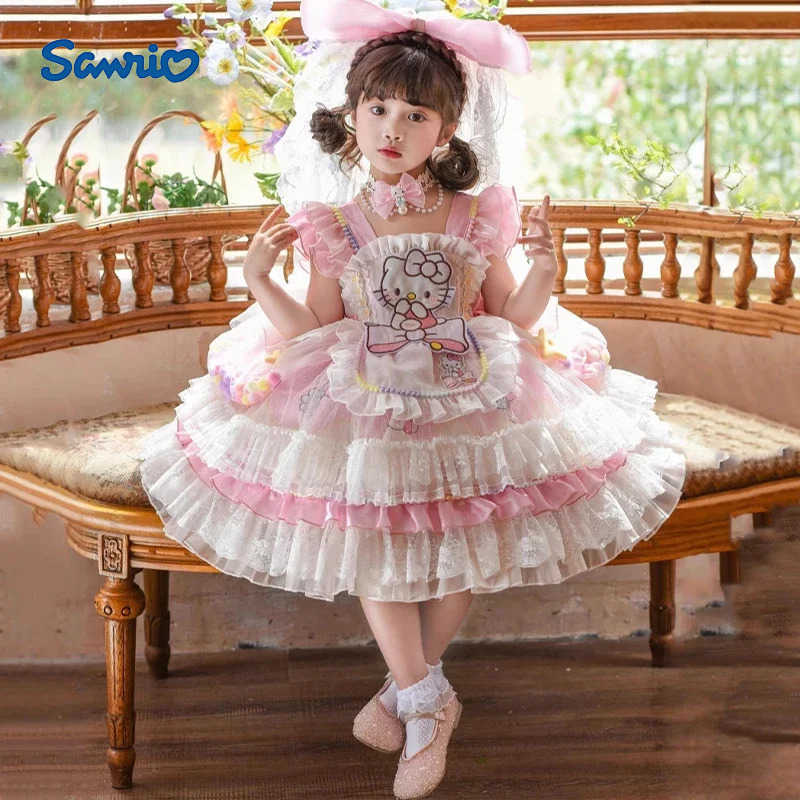 Sanrio Hello Kitty Dress Lolita Dress Girls Party Skirt Girl Kids Dress Childrens Clothes Girls Clothes Kawaii Anime Birthday Gift H251216