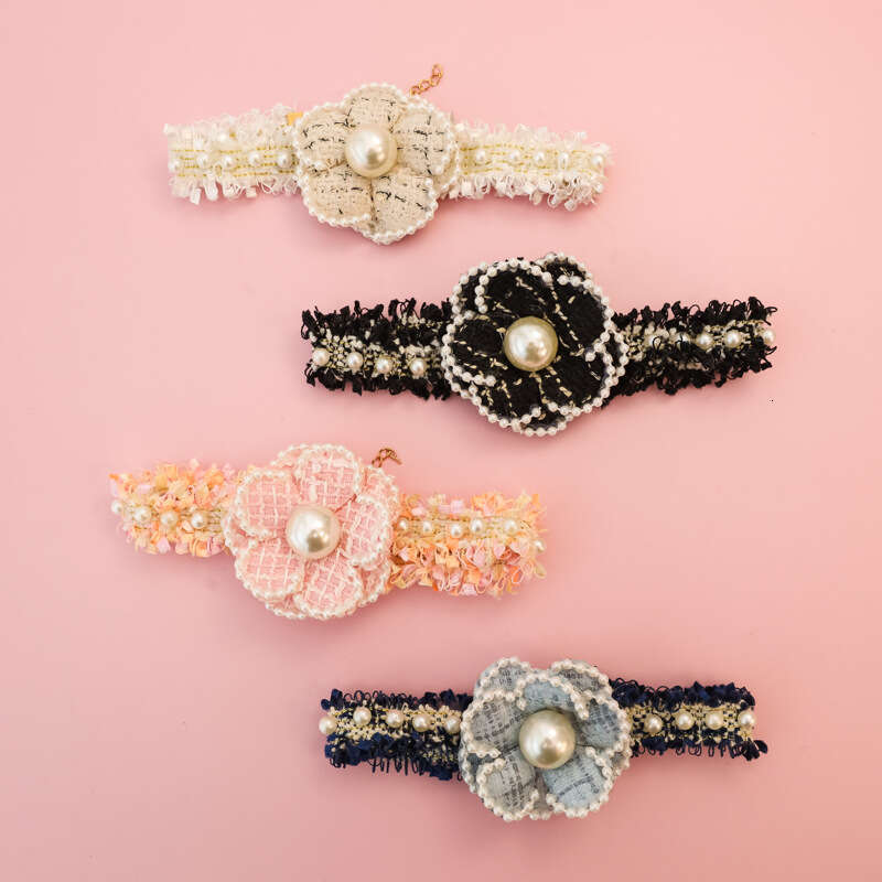 Collar Pet for Kittens and Small Dogs luxury Accessories Camellia Pearl Rose Flower High End Lady Princess Neckband Dogs & Accessories Flower