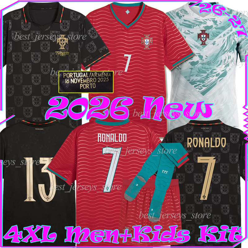 4XL 2026 PoRtUgAl EUSEBIO#13 CR7 soccer jerseys Black Panther B.FERNANDES JOAO FELIX NEVES RAMOS TRINCAO CONCEICAO LEAO DALOT men kids kits socks sets football shirts