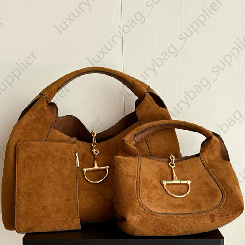 Clutch Bag Horse Carrying Tote Bag Softbit Shoulder Bag Luxury Handbag Designer Bags For Women Cowhide Leather Suede Fabric Splice Underarm Bag Sac De Luxe Purse