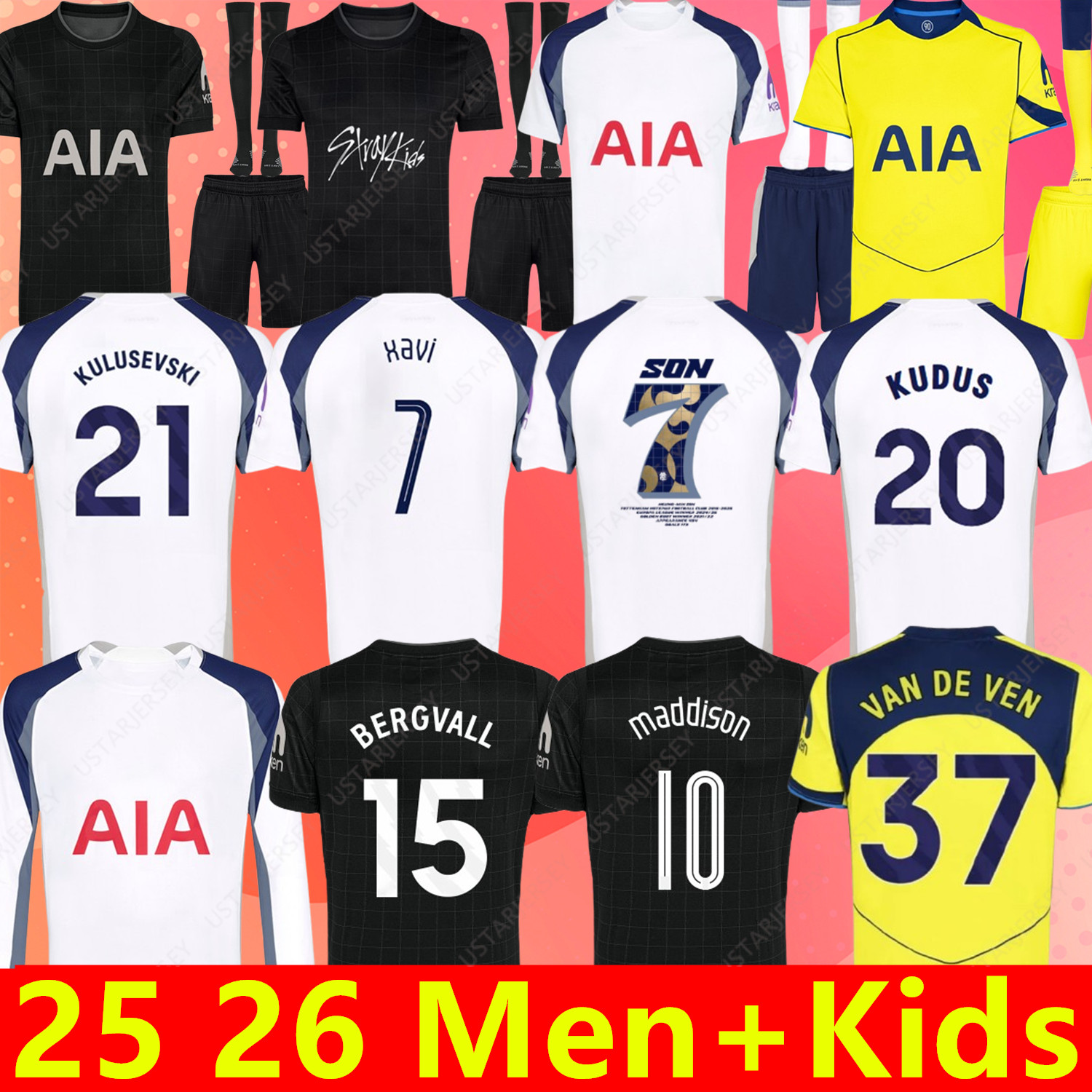 25 26 tottenham soccer jerseys MADDISON home 3rd BISSOUMA KULUSEVSKI KUDUS LUCAS DELE VAN DE VEN SON ROMERO RICHARLISON XAVI MADDISON JOHNSON Spur Football kits kids