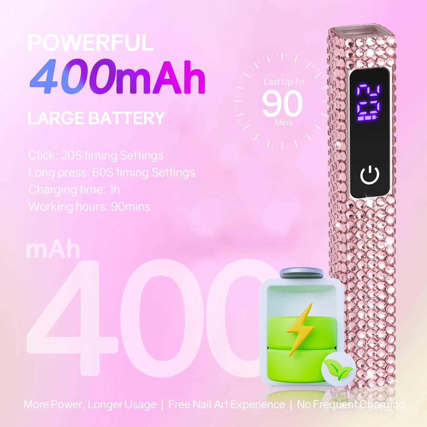 Portable Handheld Mini Nail Lamp For All Gel Polish Quick Dry USB Rechargeable Nail Dryer Machine UV LED Nail Lamp With DiamondT251216