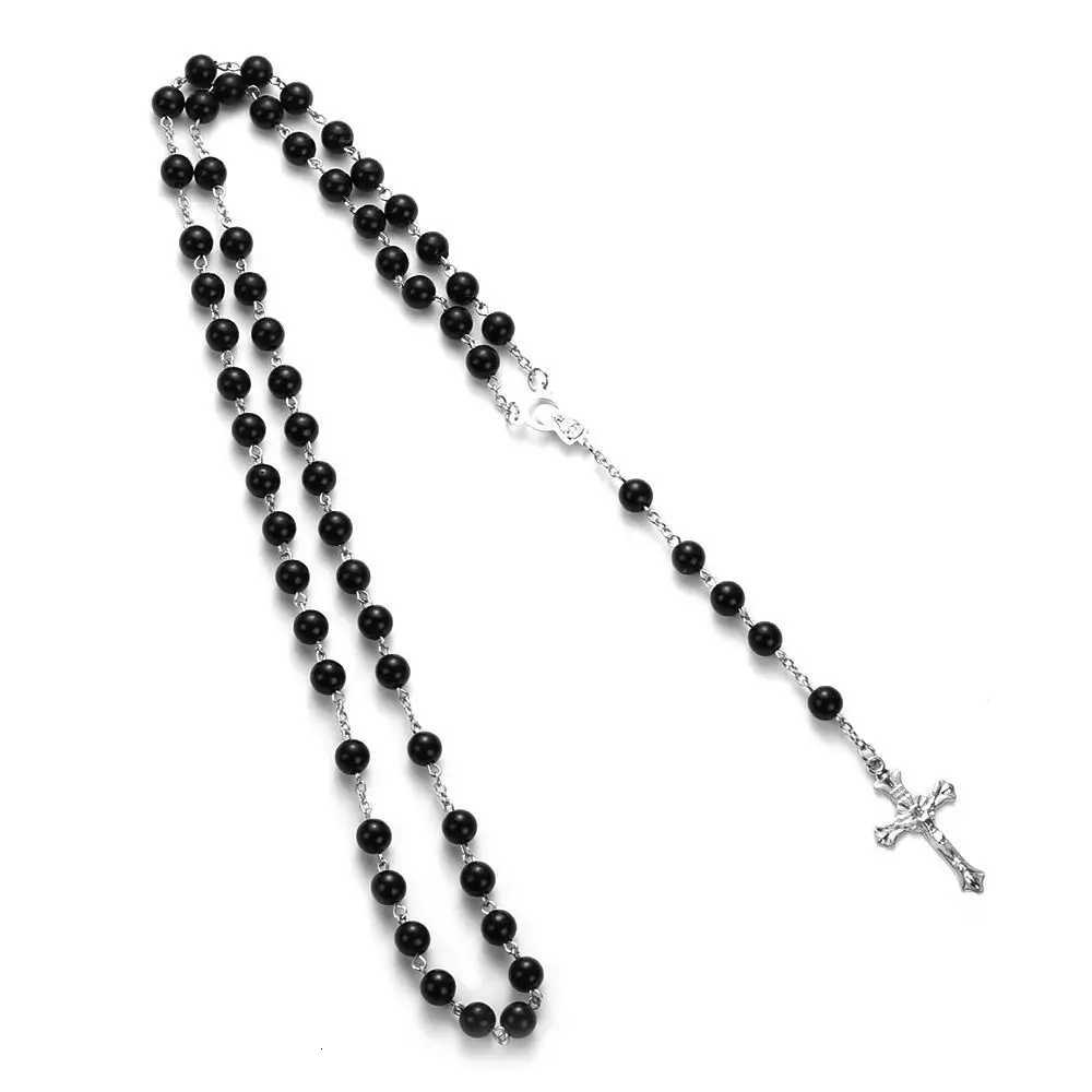 Jewelry Crucifix Charm Cross Necklace Rosary Beads Chain Jesus Virgin Mary Pendant M251216