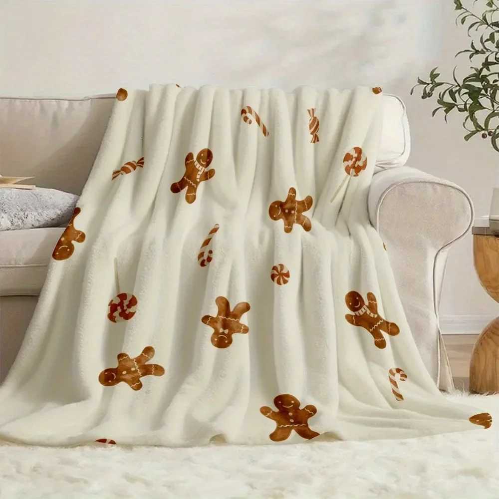 Gingerbread Pattern Blanket Soft Flannel Throw Blanets Perfect Gift Suitable for All Seasons Bed Sofa Office Camping and Travel H251216 - view 5
