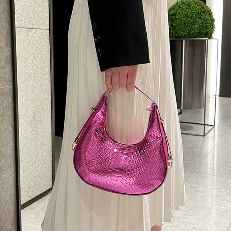Women Design Serpentine Design Small Handbag Fashion Shoulder Underarm Bag PU Leather Laser Half Moon Bags M251216