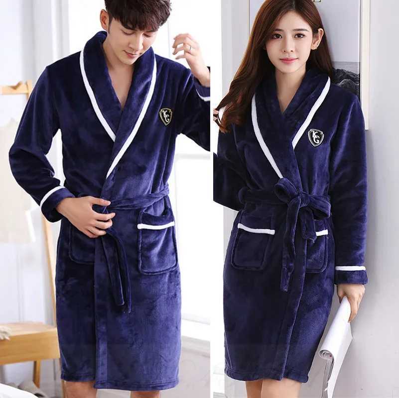 Thicken Warm Flannel Couple Robe Lounge Wear Winter Kimono Bathrobe Gown Women Sleepwear Homewear Loose Coral Fleece Nightwear C251216