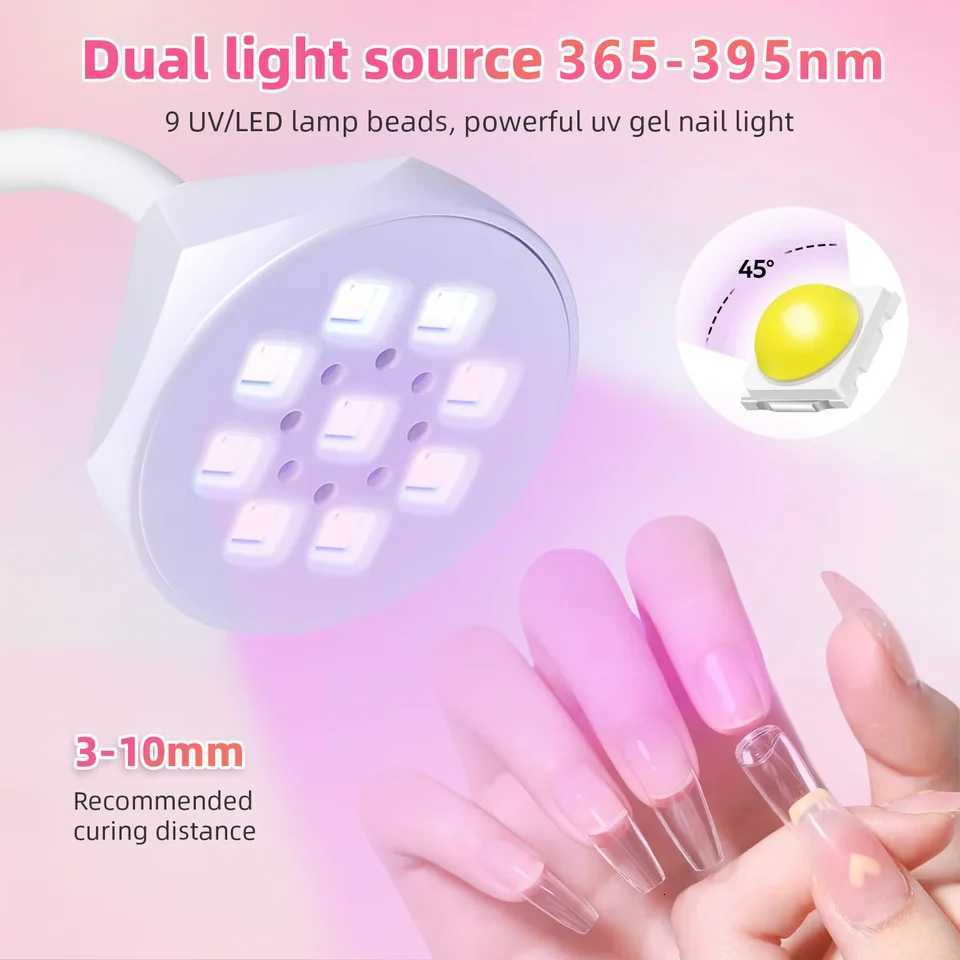 Professional LED UV Nail Lamp 360 Bendable Nail Dryer Rechargeable Sensing Touch Control Fast Drying For Home and TravelT251216
