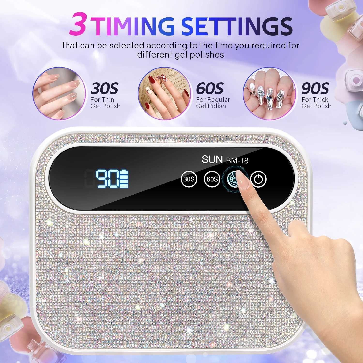 42LEDS Rechargeable Nail Lamp Professional UV LED Lamp With Diamonds 168W Gel Polish Drying Lamp For Nails Manicure ToolsT251216