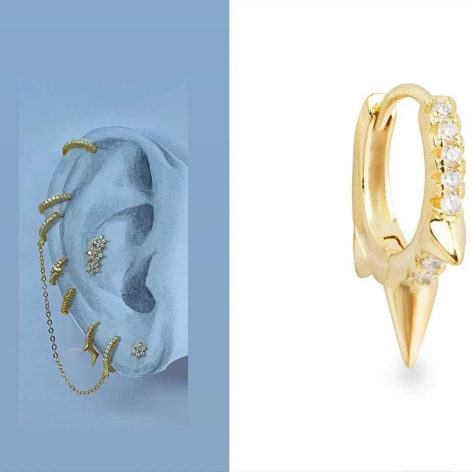 Silver Gold Color Hoop Earring Trendy Punk Hip Hop Rivet Ear Rings for Women Gothic Party Jewelry Pendientes Orecchini 2025 G251216