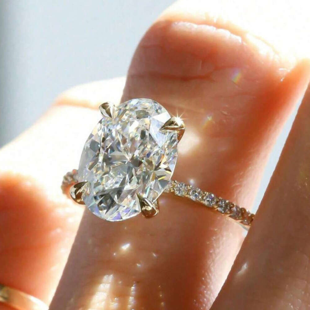 Wholesale 10K 14K 18K Vvs Moissanite Engagement Rings Women 925 Silver Diamond Emerald Radiant Oval Cut Gold Ring Jewelry
