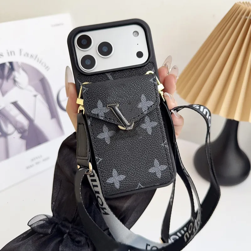 iphone 17 pro max case Phone Case Designer iPhone 17-11 Pro Max Wallet Case - Genuine Leather Card Holder with Detachable Crossbody Strap & Lanyard dhgate 2026