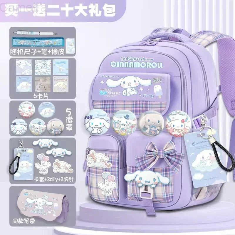 Sanrio Cinnamoroll Schoolbag Cartoon Kuromi Bag Burden Reduction Lightweight High Capacity Children Backpack School Supplies H251216