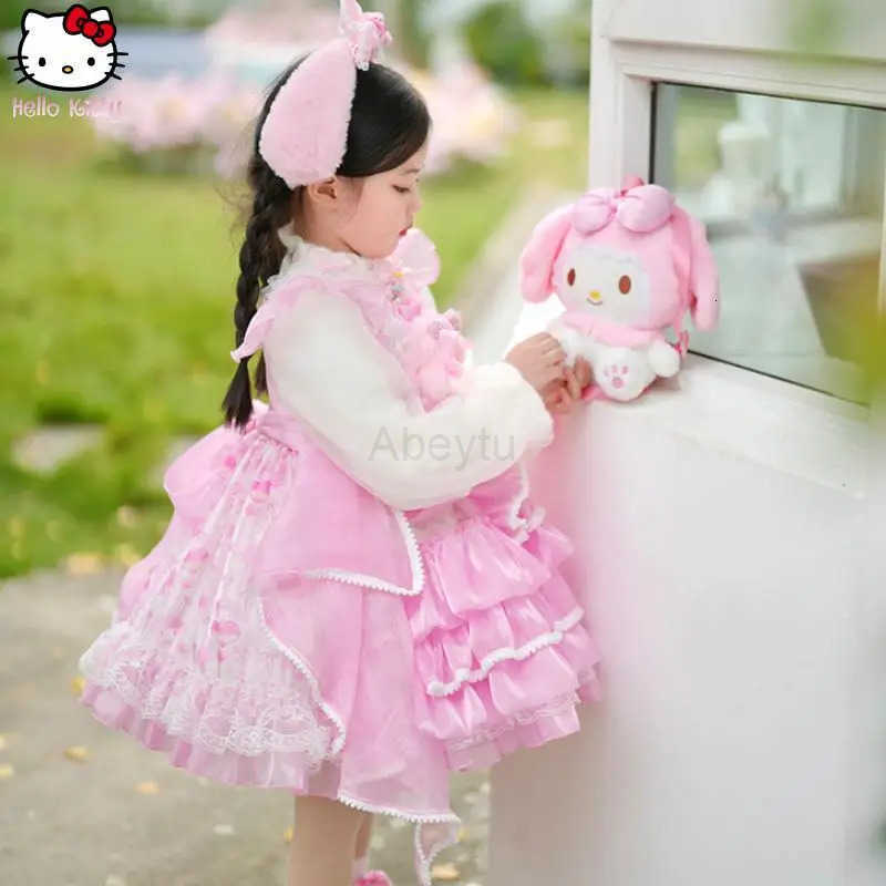 Sanrio Girl My Melody Halloween Puff Dress Kawaii Girl Lolita Princess Dress Cartoon Anime Autumn/winter New Christma Dress Gift H251216