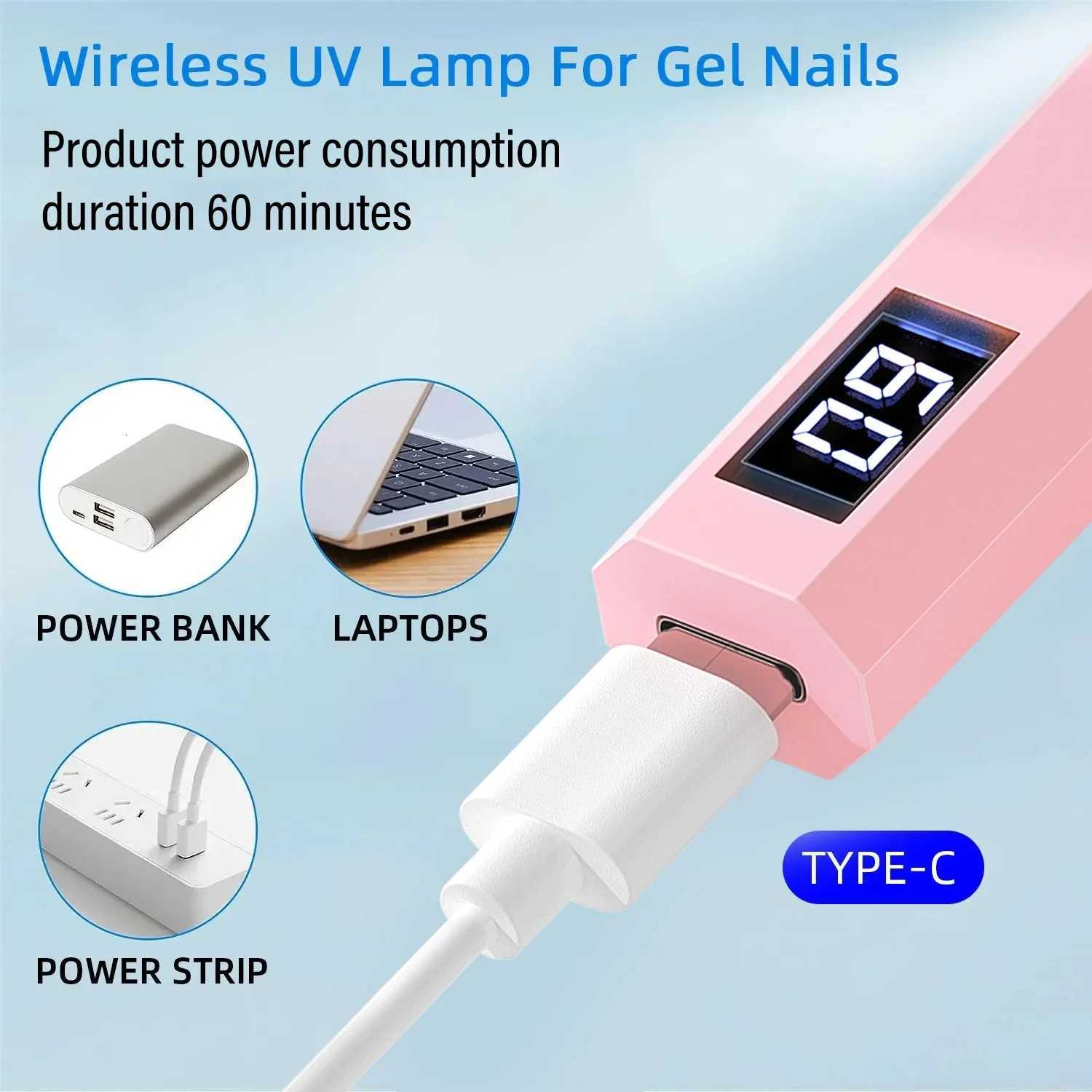Convenient Handheld Nail Dryer Lamp UV/LED Nail Curing All Gel Polish Nail Art Tool USB Rechargeabl Quick Dry Nail LampT251216
