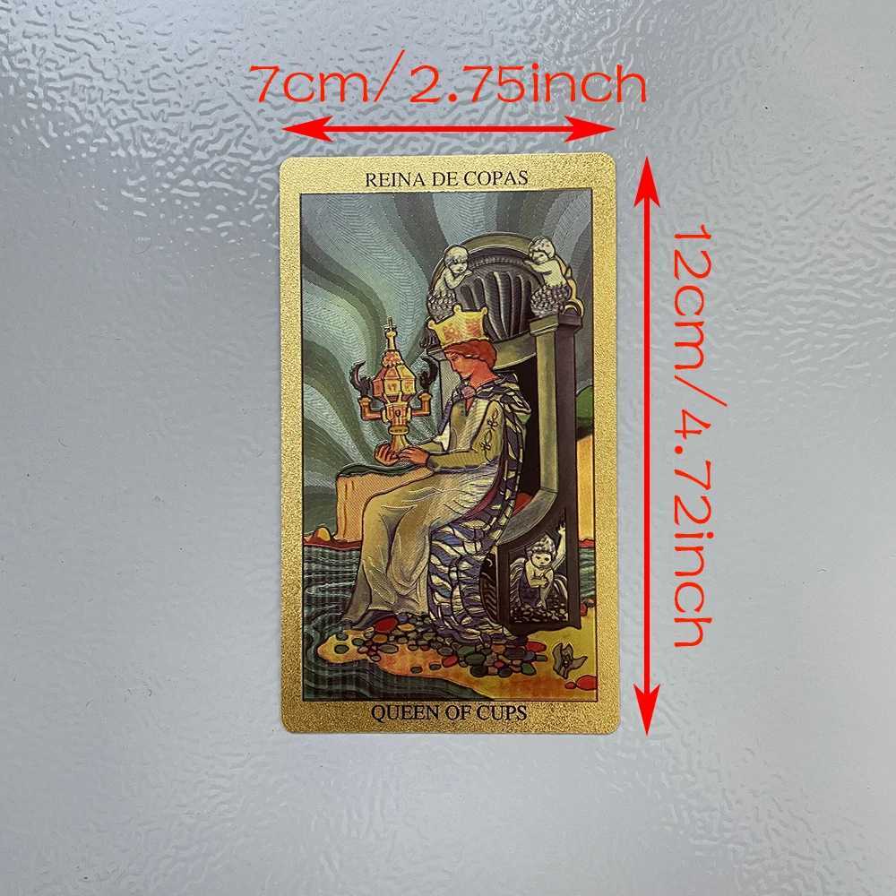 Spanish and English Golden Foil Tarot Deck Prophecy Cards for Beginners with 2-Languages Guidebook 12x7cm Toro Taro C251216