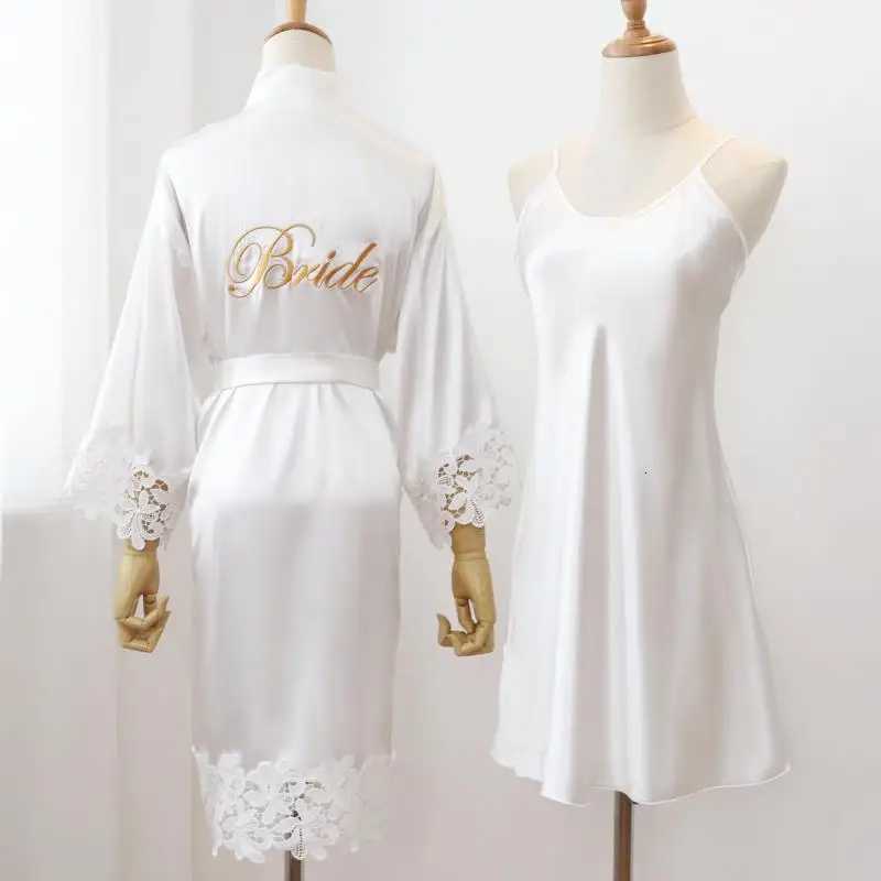 Sexy Women Home Dressing Gown Intimate Lingerie Lace Bride Wedding Robe Set Nightwear Casual Sleepwear Kimono Bathrobe Gown C251216